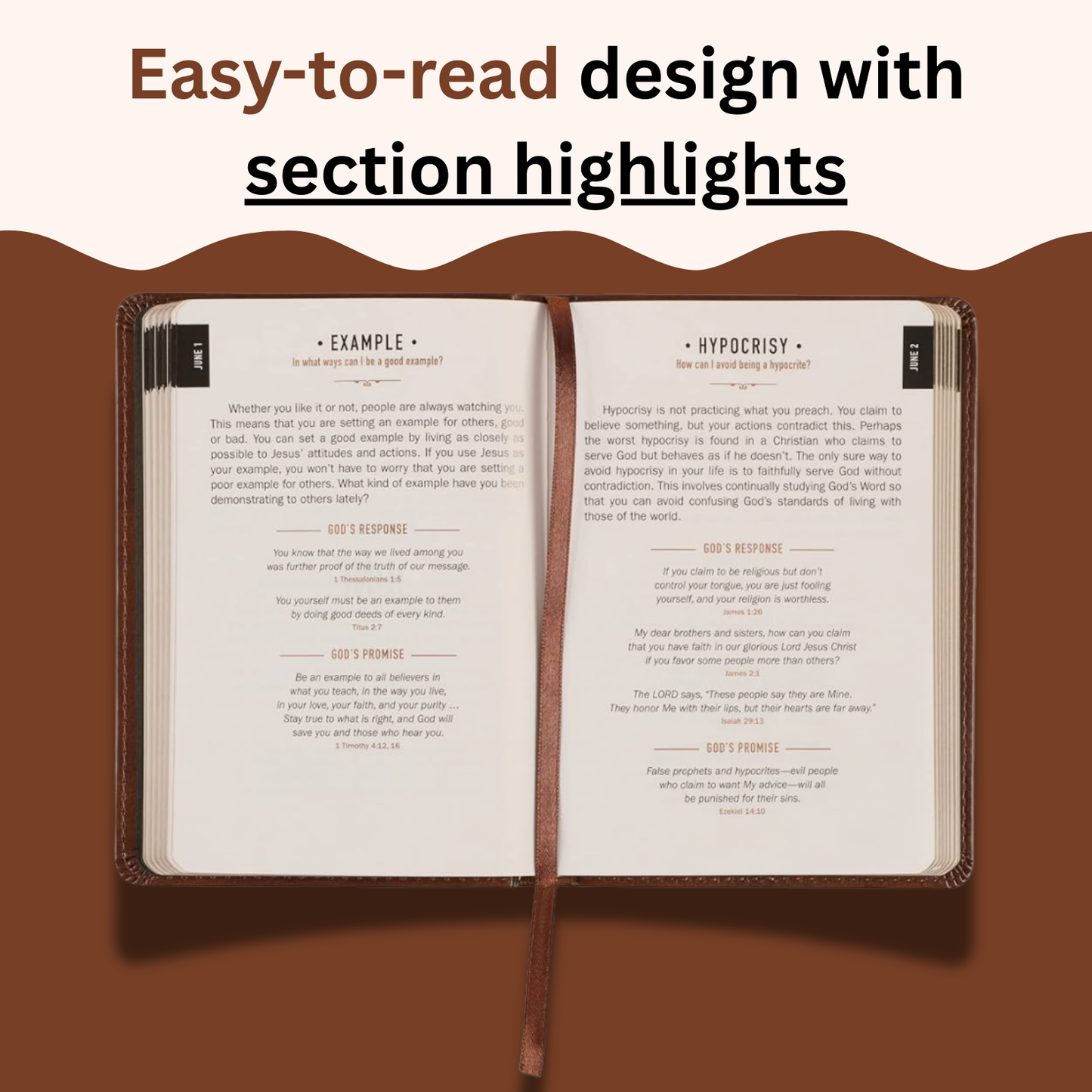bible easy to read design with section highlights